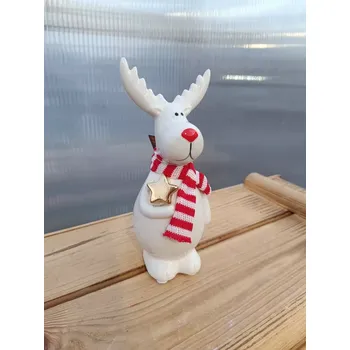 Vánoční dekorace Keramická figurka - sob se šálou - 17cm