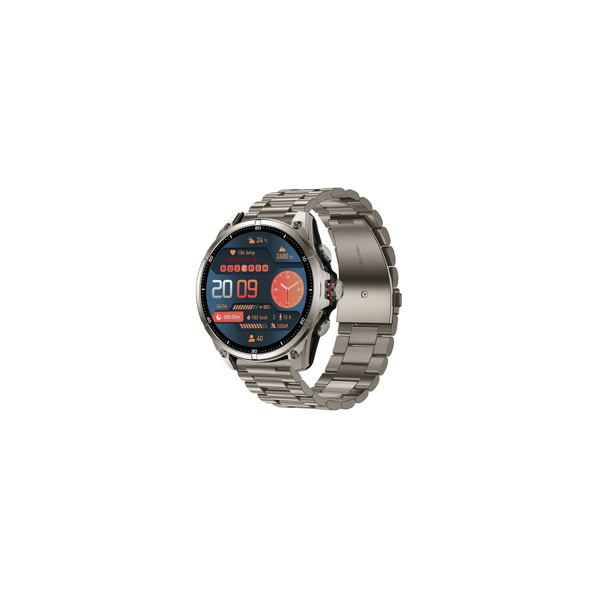 Fotografie 2 - Chytré hodinky Madvell Onyx 3 GPS platinové/kovový + silikonový řemínek