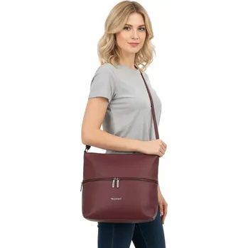 Dámská crossbody kabelka Coveri – vínová, elegantní s přední kapsou na zip