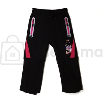 Dětské softshellové kalhoty s reflexními prvky – zateplené Černé se světle růžovými detaily / 116