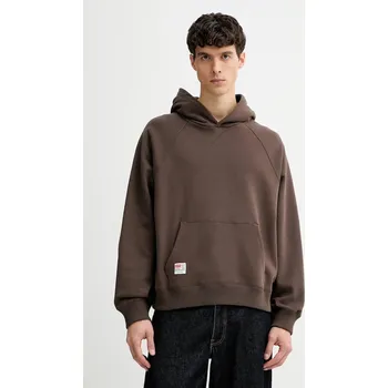 Pánská mikina Bavlněná mikina Levi's pánská, hnědá barva, s kapucí, s potiskem, 0034R 88X, vel. L