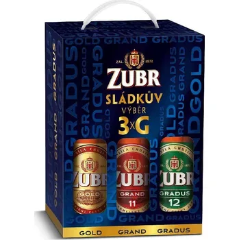 Pivo ZUBR 3G pack 3 x 0,5l 1xGrand1x Grál,1x Gradus světlé košík sklo 5,1% dárkové