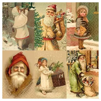 Papírový ubrousek Papírový ubrousek Beige Christmas Collage