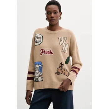 Dámský svetr Vlněný svetr Weekend Max Mara PAVIDI dámský, béžová barva, 2525366262600 80X, vel. XS