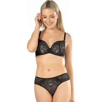 Podprsenka Push-up podprsenka mefemi Desire - ažurová krajka Černo-béžová 70F