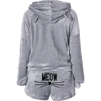 Dámské pyžamo Verk 24556 Chlupaté dámské pyžamo MEOW vel. M, šedá