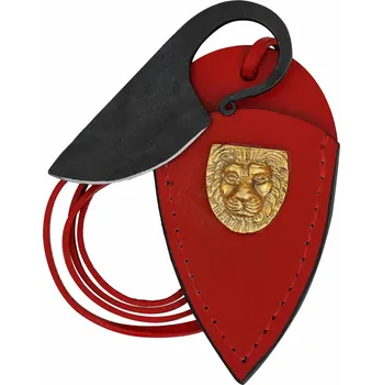 Karnevalový kostým Výprodej Keltský nůž na krk, ručně kovaný, s koženou pochvou a emblémem - Outlet