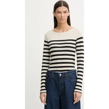 Bavlněné tričko s dlouhým rukávem Marc O'Polo 600219652597 béžová 01X, vel. L