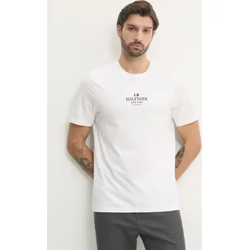 Pánské tričko Tričko Tommy Hilfiger béžová barva, s potiskem, MW0MW38980 01D, vel. XL