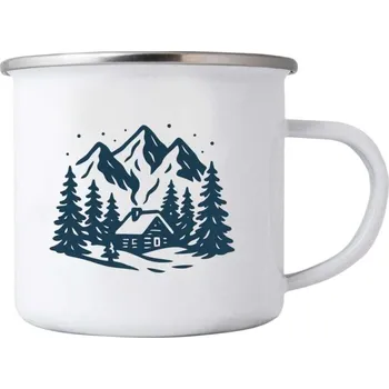 380ml plechový hrnek s obrázkem - zasněžené údolí