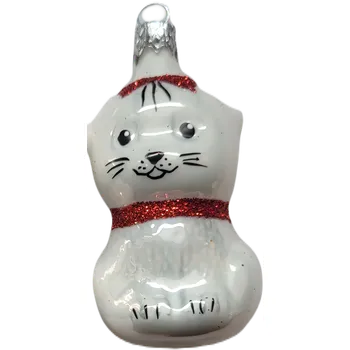Vánoční ozdoba Vánoční ozdoba Kočka mašle 5,5cm