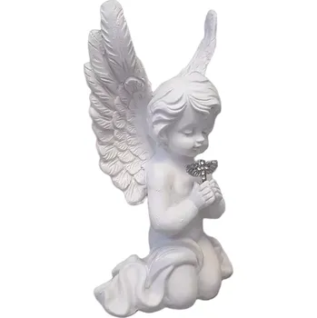 Smuteční dekorace Anděl klečící s křížkem 18 x 12 smuteční dekorace anděl polystone