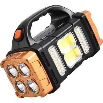 Svítilna Verk 12317 Přenosná solární LED COB svítilna 25 W s powerbankou, oranžová