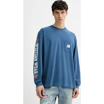 Bavlněné tričko s dlouhým rukávem Levi's 0034Q modrá 95A, vel. XL