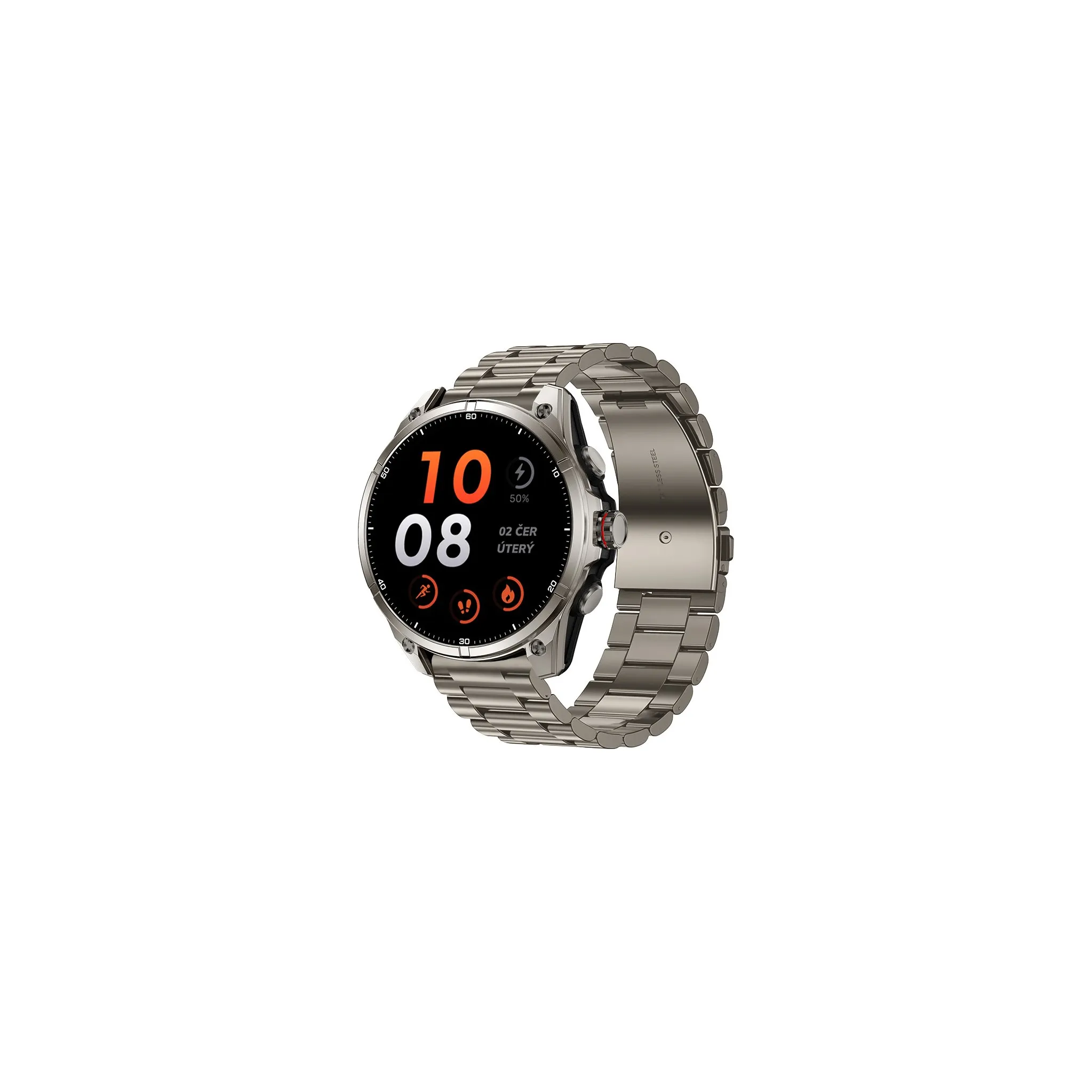 Fotografie 6 - Chytré hodinky Madvell Onyx 3 GPS platinové/kovový + silikonový řemínek
