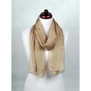 Šála Hedvábná šála jednobarevná šedohnědá
