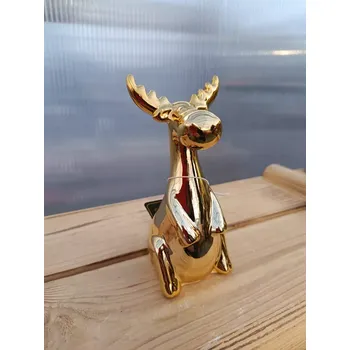 Vánoční dekorace Keramická figurka - sob stojící zlatý- 14cm