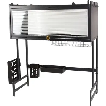 Odkapávač na nádobí Verk 07379 Multifunkční organizér na nádobí nad dřez, 65 cm, černý