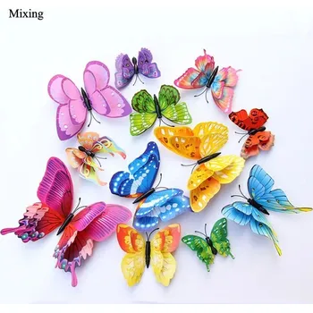 Dekorativní magnet 12 ks Motýlí magnety 3d barevné | magnetická dekorace, magnet na lednici - A