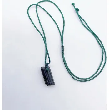 Šperk Černý turmalín přívěsek na krk | náhrdelník s kamenem, přírodní dekorace - Zelená