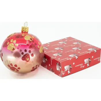 Vánoční ozdoba Morko Vánoční ozdoba červená s packami – 1 kus, průměr 8cm