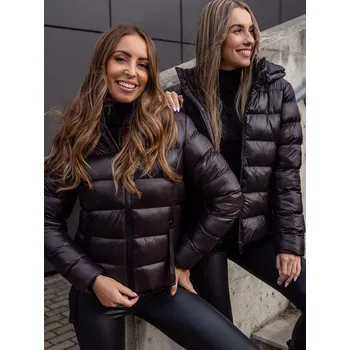 Čokoladová dámská prošívaná zimní bunda s kapucí Bolf 5M782B - XL