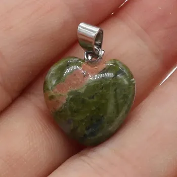 Přívěsek Přívěsek přírodní kámen srdce 16mm | šperk - Unakite