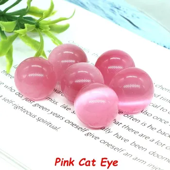 Náhrdelník Mini koule z přírodního krystalu | korálky, náhrdelník - Růžové kočičí oko , 1 KS