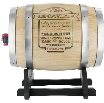 Otvírák CMP KV7166 Dřevěný soudek s kohoutkem, se stříbrnými kovovými obručemi, 5 l