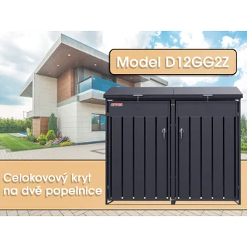 Přístřešek na popelnici Přístřešek na popelnice D12GG2Z, na 2 popelnice s dvěma zámky proti větru a krádeži, antracit - N Scorpion elektro s.r.o.