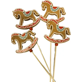 Vánoční dekorace Vánoční plstěný zápich 33 cm - koník, 4 ks