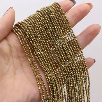 Dětské navlékací korálky Přírodní krystalové korálky 2mm | šperky - Zlatá žlutá , 2mm