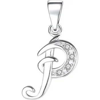 Přívěsek Stříbrný přívěsek písmeno se zirkony | šperk - Přívěsek P