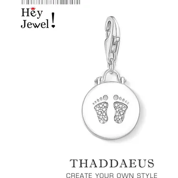 Přívěsek Stříbrný přívěsek dětská stopa vintage | šperk - Spona na humra