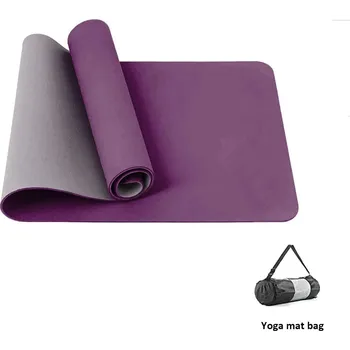 podložka na cvičení Jóga podložka protiskluzová TPE fitness | cvičení 1+1 ks - Fialová šedá3ks