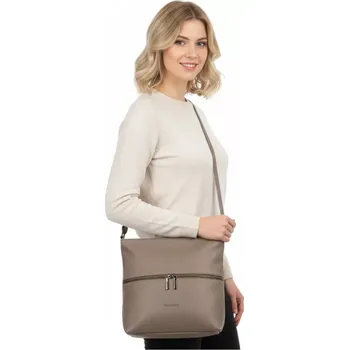Kabelka Dámská crossbody kabelka Coveri – béžová, elegantní s přední kapsou na zip