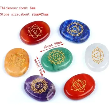 Přírodní kámen Čakrové kameny pro meditaci | krystaly 7 ks - Přírodní kámen - oválný