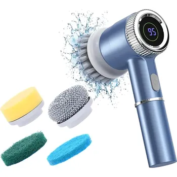 Mechanický zametač Verk 27333 Elektrický čistící rotační kartáč 5 v 1, modrý