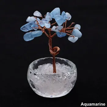 Strom peněz z krystalů | dekorace, talisman - Akvamarín , 10pcs