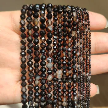 Dětské navlékací korálky Přírodní kamenné korálky křišťálové 2, 3, 4mm | šperky, - černý achát , 2mm 180ks