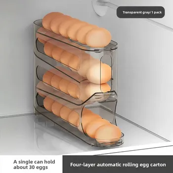 Úložný box Automatický box na vejce do lednice | úložný box, stojan na vejce - šedá