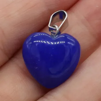 Přívěsek Přívěsek přírodní kámen srdce 16mm | šperk - Barvená azurová