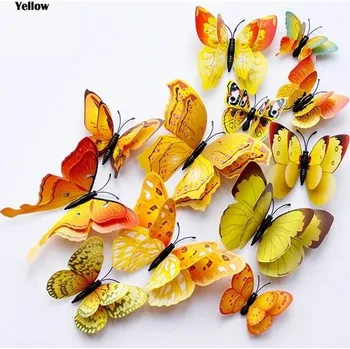 Dekorativní magnet 12 ks Motýlí magnety 3d barevné | magnetická dekorace, magnet na lednici - i