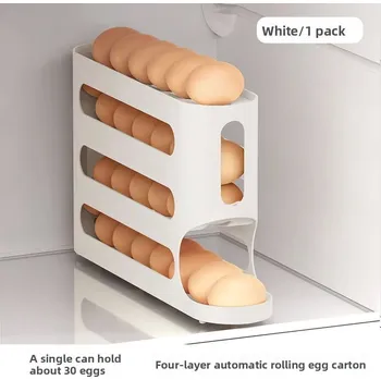 Úložný box Automatický box na vejce do lednice | úložný box, stojan na vejce - Bílá