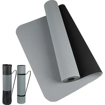 podložka na cvičení Jóga podložka TPE protiskluzová dvoubarevná 183x61 cm | cvičení - Šedá černá