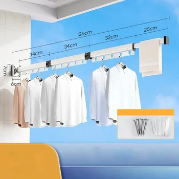 Sušák na prádlo Skládací nástěnný sušák na prádlo | domácí potřeby - bílé L