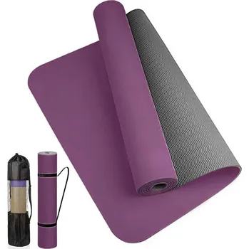 podložka na cvičení Jóga podložka TPE protiskluzová dvoubarevná 183x61 cm | cvičení - Fialová šedá