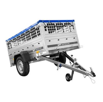 Přívěs Garden Trailer 200 KIPP s síťovanými bočnicemi, rámem H-0 a modrou plachtou