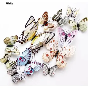 Dekorativní magnet 12 ks Motýlí magnety 3d barevné | magnetická dekorace, magnet na lednici - H