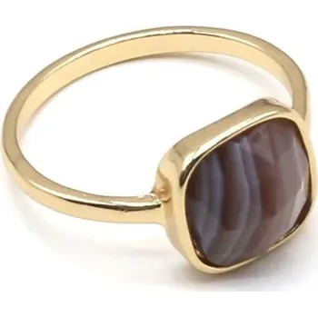 Prsten Otevírací prsten s přírodním kamenem | módní šperk - 20mm , Pruhovaný achát